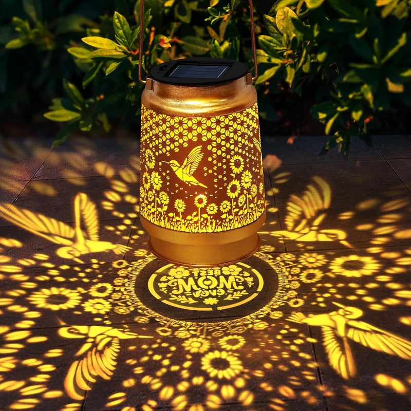 EDOF Hummingbird Solar Lanterns Outdoor Hanging Lantern Lights, Metal Waterproof Hummingbird Outdoor Decor for Garden Yard Backyard Porch,Garden Decor Birthday Gifts for Women Mon Grandma - Image 2